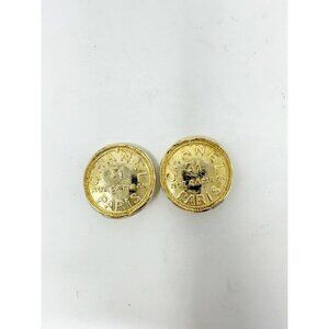 Vintage Chanel 31 Rue Cambon Medallion Vintage Gold Plated Clip Earrings Rise On
